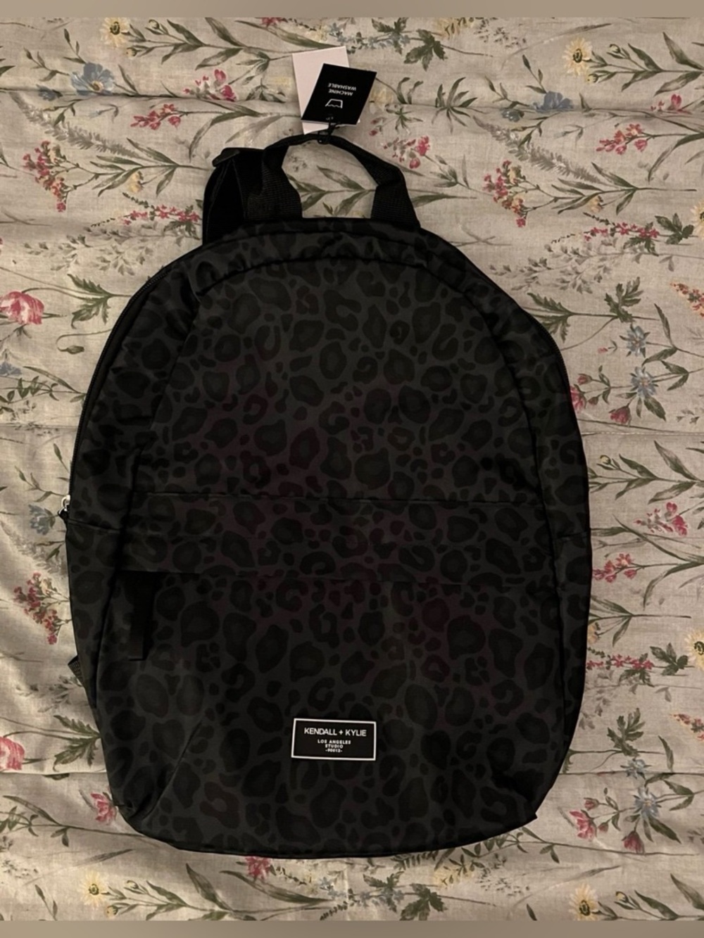 Leopard Print Black and Charcoal Gray Backpack